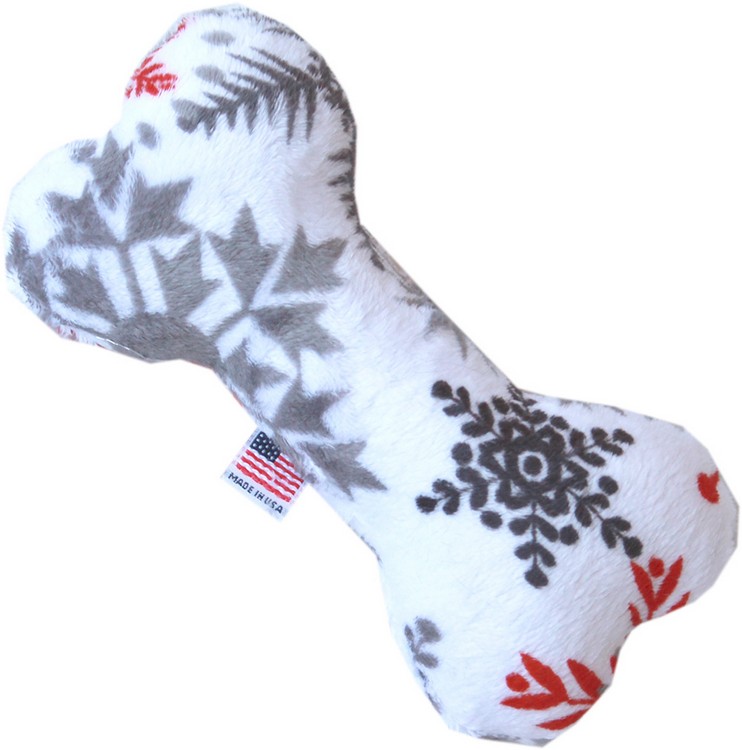 Red Snowflake 6 inch Bone Dog Toy